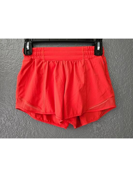 Pants - Women's Lululemon Shorts Lined Orange Size 2 Tall Elastic Waist Side Zip Pocket
